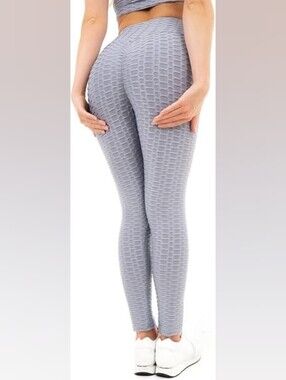 NWT New Mix Light Gray Textured High-Waist Leggings Anti-Cellulite Viral Tiktok